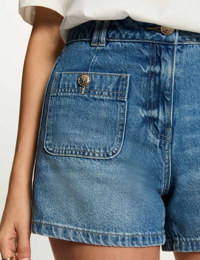 Slim denim shorts denim stone women