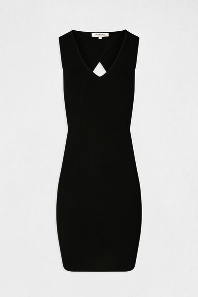 Fitted jumper dress with opening black ladies'