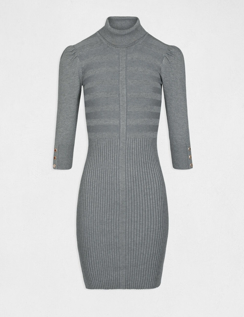 Fitted jumper dress with turtleneck dark grey women