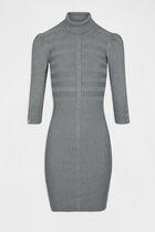 Fitted jumper dress with turtleneck dark grey women