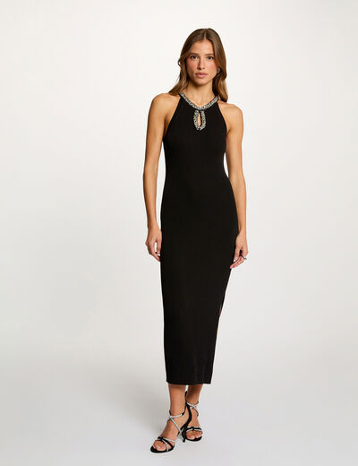 Fitted knit dress black women