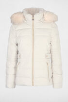 Zipped padded jacket with hood ivory women