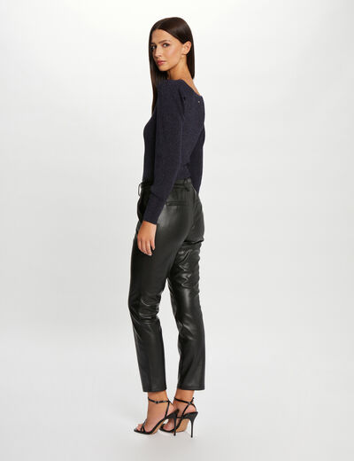 Cropped fitted faux leather trousers black ladies'
