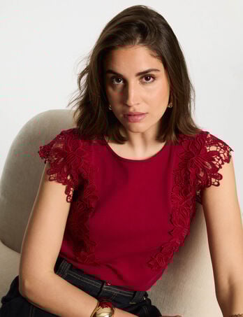 Short-sleeved t-shirt dark red women