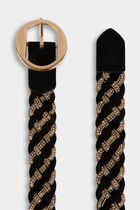 Wide suede belt black women