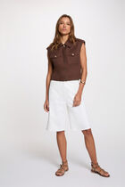 Sleeveless cropped jacket dark brown women