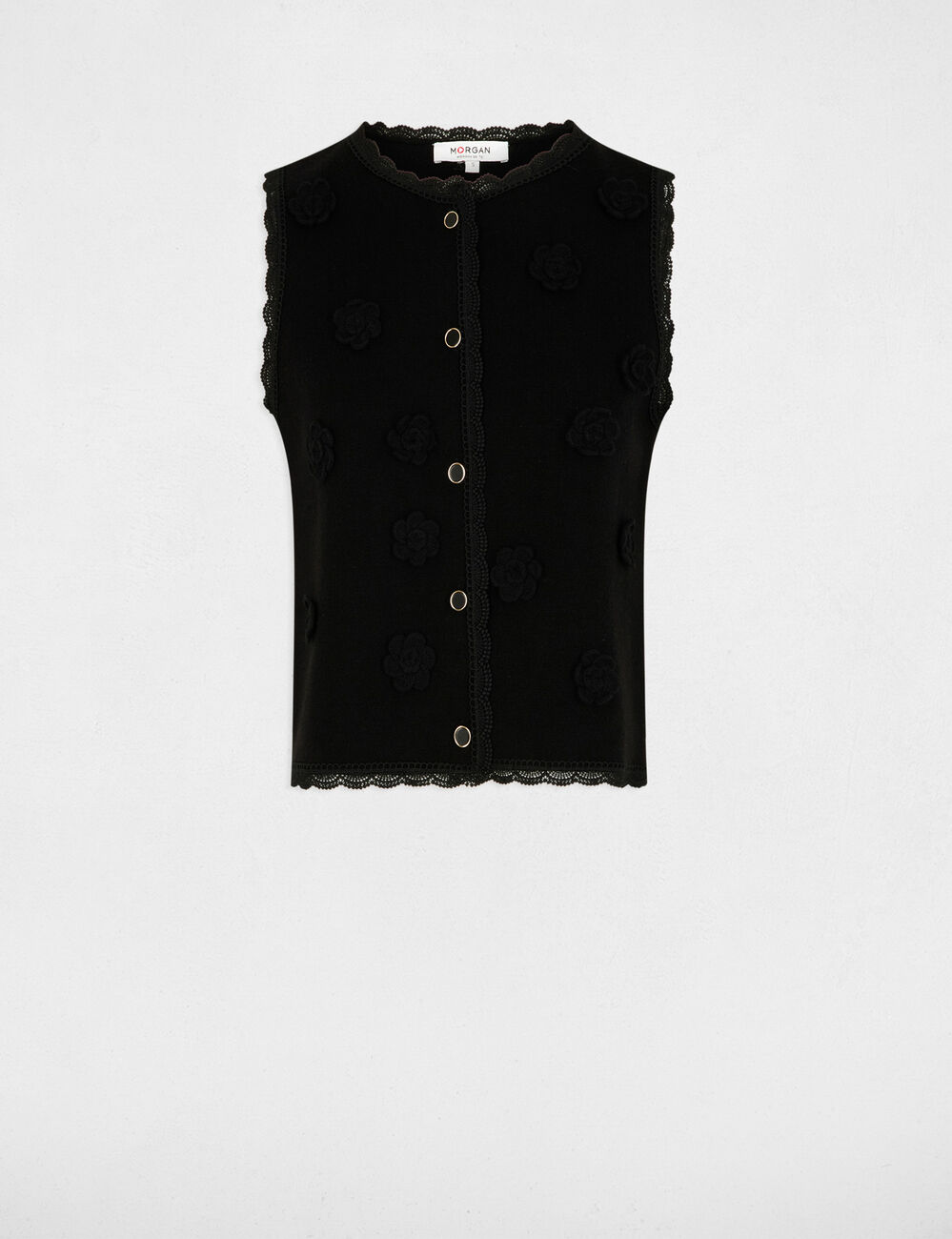 Fitted cardigan with round neck black women