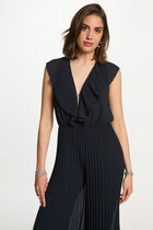 Pleated jumpsuit navy blue women