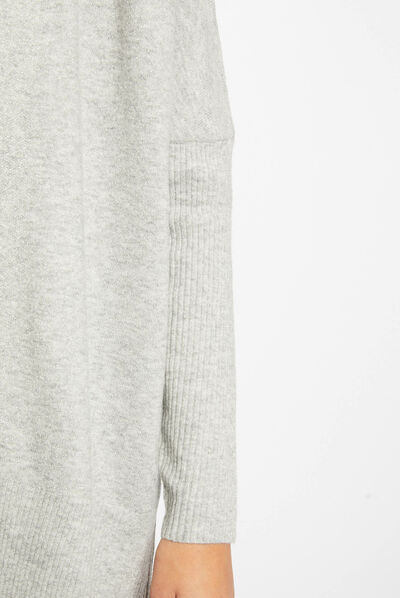 Long-sleeved cardigan with open collar light grey ladies'