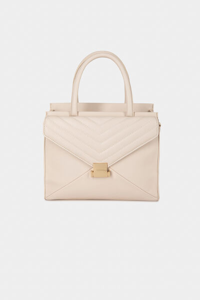 Bag with quilted flap cover ecru ladies'