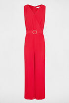 Loose jumpsuit with pleated legs medium red women
