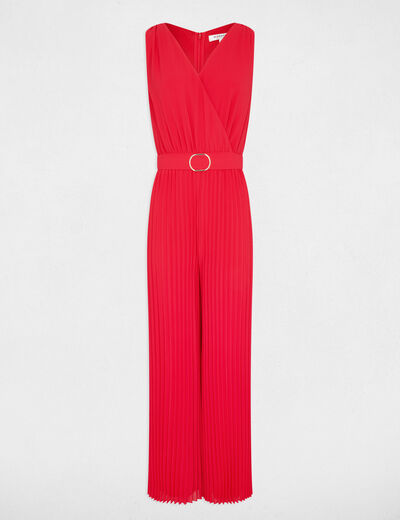 Loose jumpsuit with pleated legs medium red ladies'