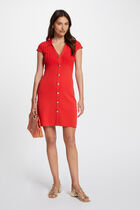 Fitted mini knitted dress orange women