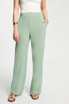 Loose wide leg trousers light green women