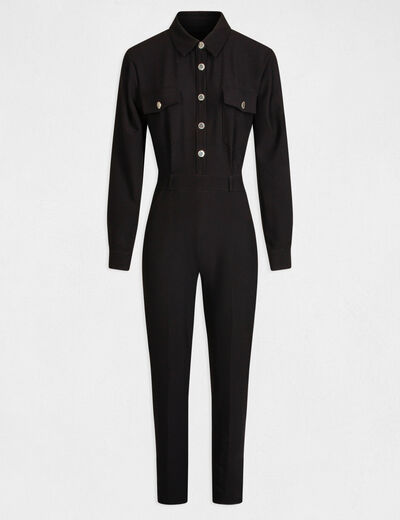 Fitted jumpsuit with long sleeves black ladies'