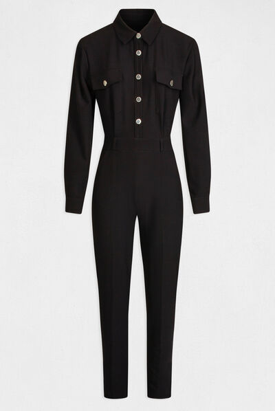 Fitted jumpsuit with long sleeves black ladies'