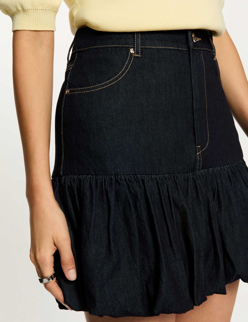 Denim bubble skirt blue women