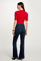 Short-sleeved ribbed jumper red women