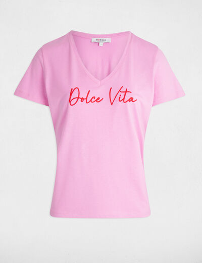 T-shirt with message pink women