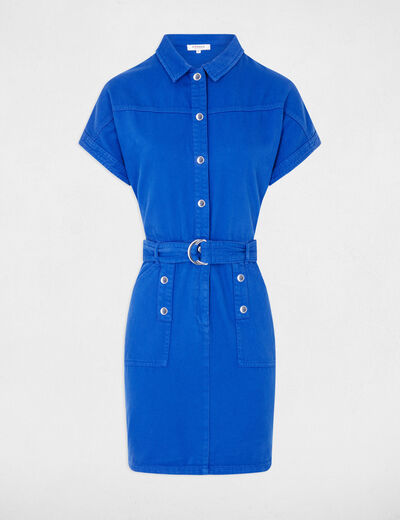 Mini fitted denim dress electric blue ladies'