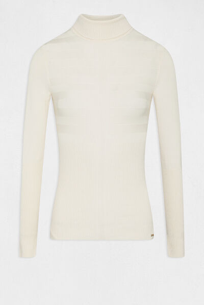 Long-sleeved jumper turtleneck ivory ladies'