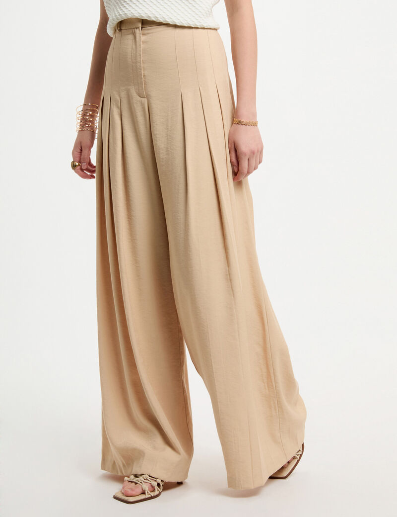 wide leg trousers with darts cream women Wide leg trousers with darts cream women