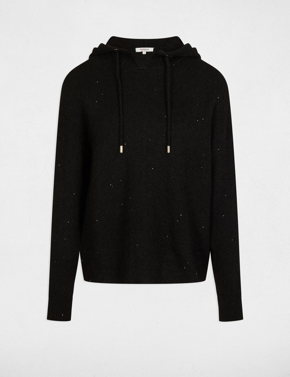 Pull col à capuche noir femme