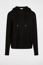 Pull col à capuche noir femme