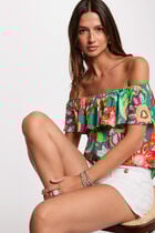 Printed sleeveless top multicolor women