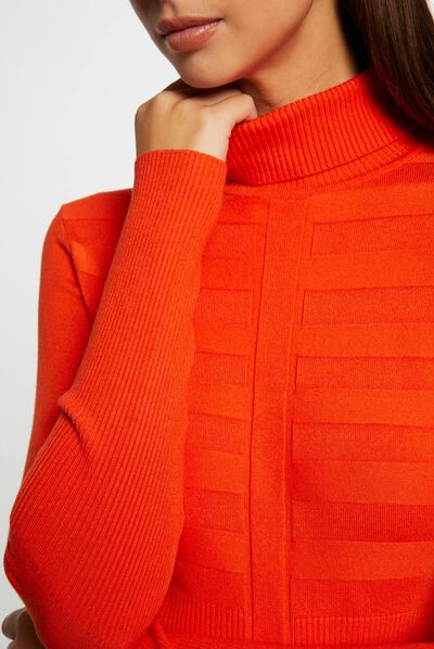 Long-sleeved jumper turtleneck orange ladies'