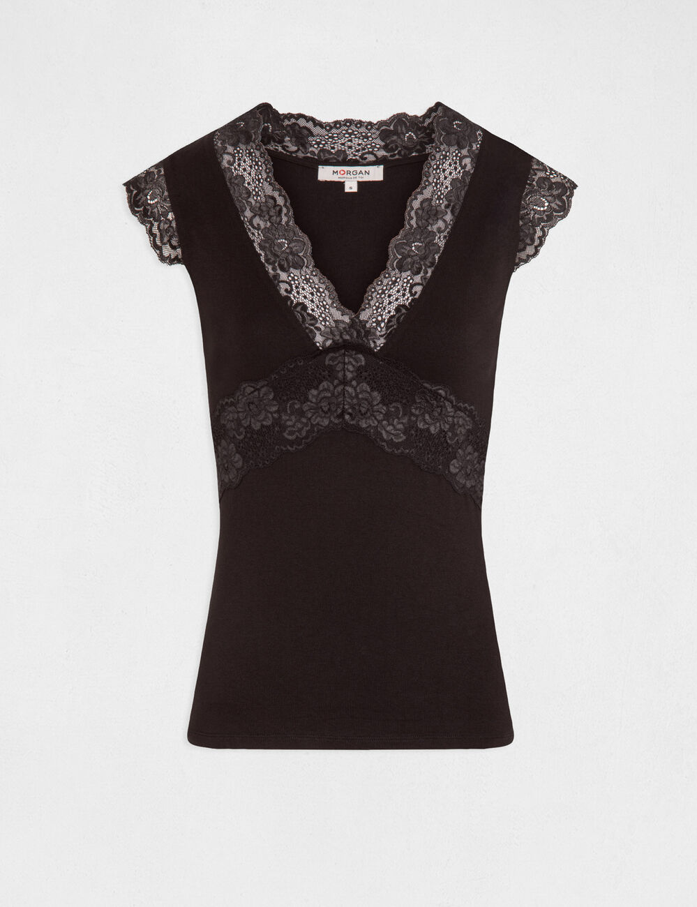 Vest top with wide straps and lace black women