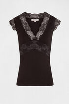 Vest top with wide straps and lace black women