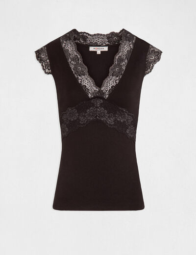 Vest top with wide straps and lace black women