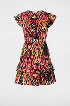 Printed waisted mini dress multicolored women