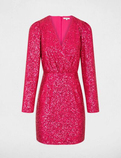 Straight dress with sequins medium pink ladies'