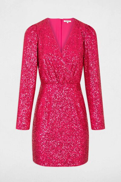 Straight dress with sequins medium pink ladies'
