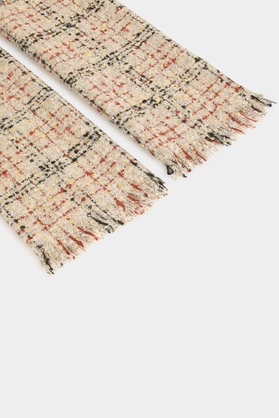 Scarf with abstract print beige ladies'