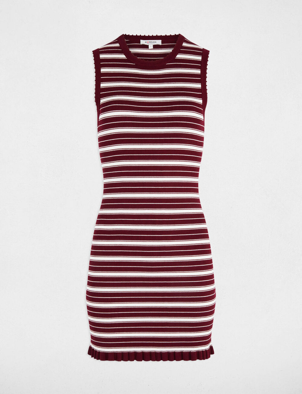 Sleeveless knitted dress bordeaux women