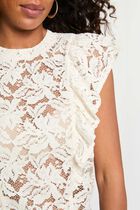 Lace blouse with high neck ivory women