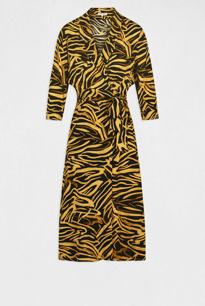 Midi wrap dress with abstract print multico ladies'
