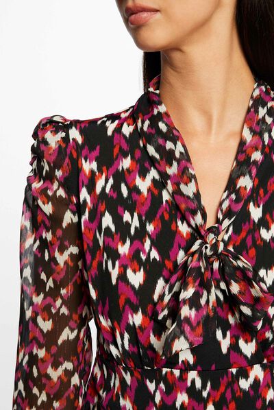 Long-sleeved t-shirt abstract print multico ladies'