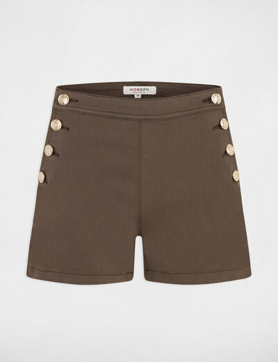 Fitted shorts with buttons khaki green ladies'