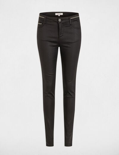 Slim trousers with wet effect black women