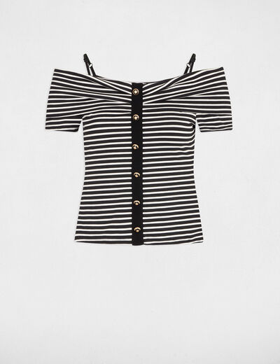 Striped short-sleeved t-shirt ivory women