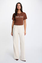Round neck short-sleeve t-shirt cognac brown women