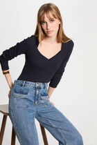 Long-sleeved t-shirt navy blue women