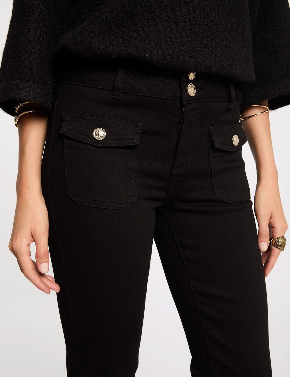 Bootcut jeans with flap pockets black women