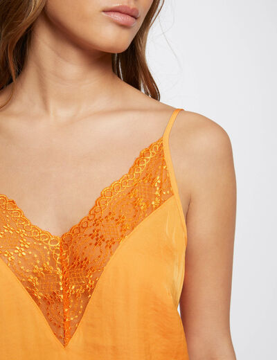 Lace top thin straps orange ladies'