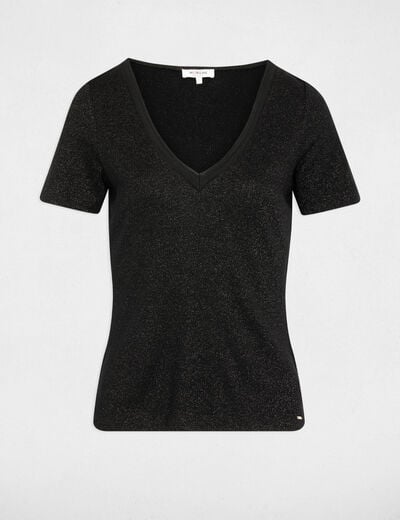 Fitted v-neck t-shirt black women