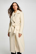 Manteau long ceinturé ivoire femme